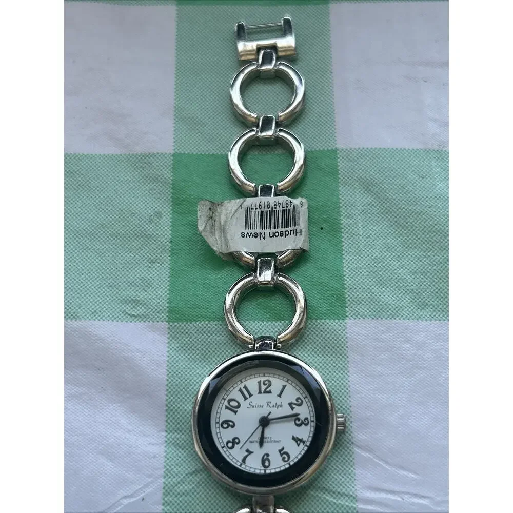 Swisse Ralph White Dial Black Bezel Silver Tone Women’s Quartz Watch